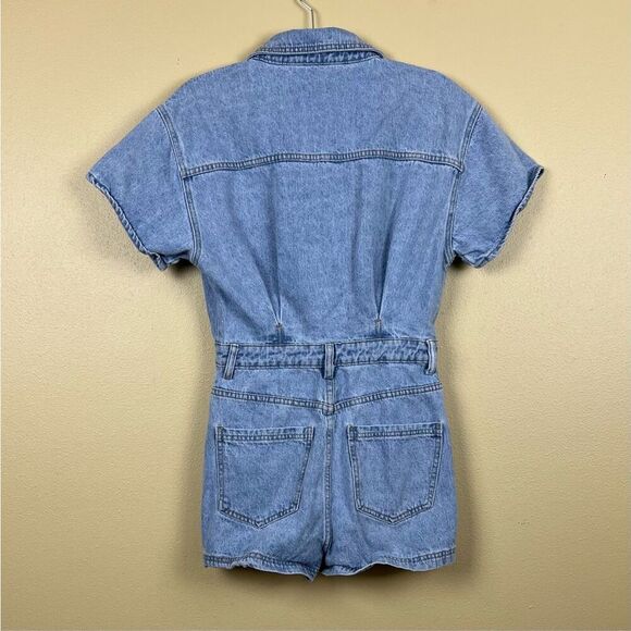 Lelis Collection Romper Denim Short Sleeve Pockets Cotton Size S - Picture 6 of 7